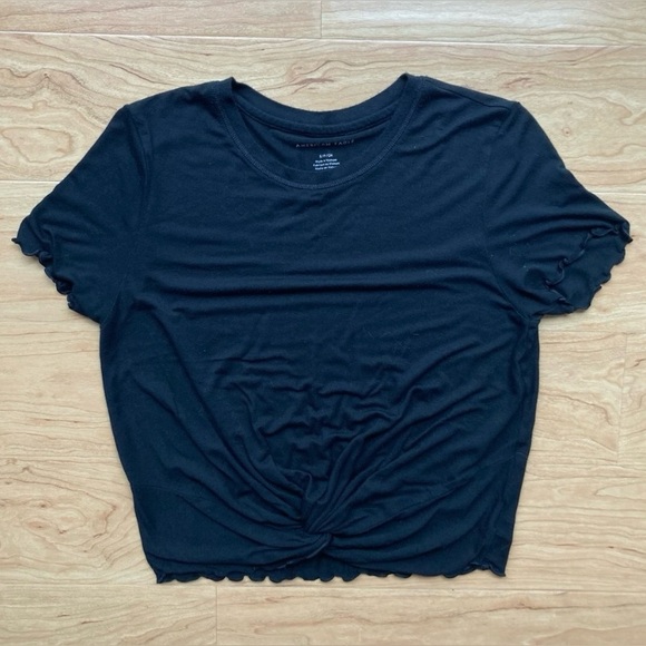 American Eagle Outfitters Tops - AEO Black Twist Front Tee